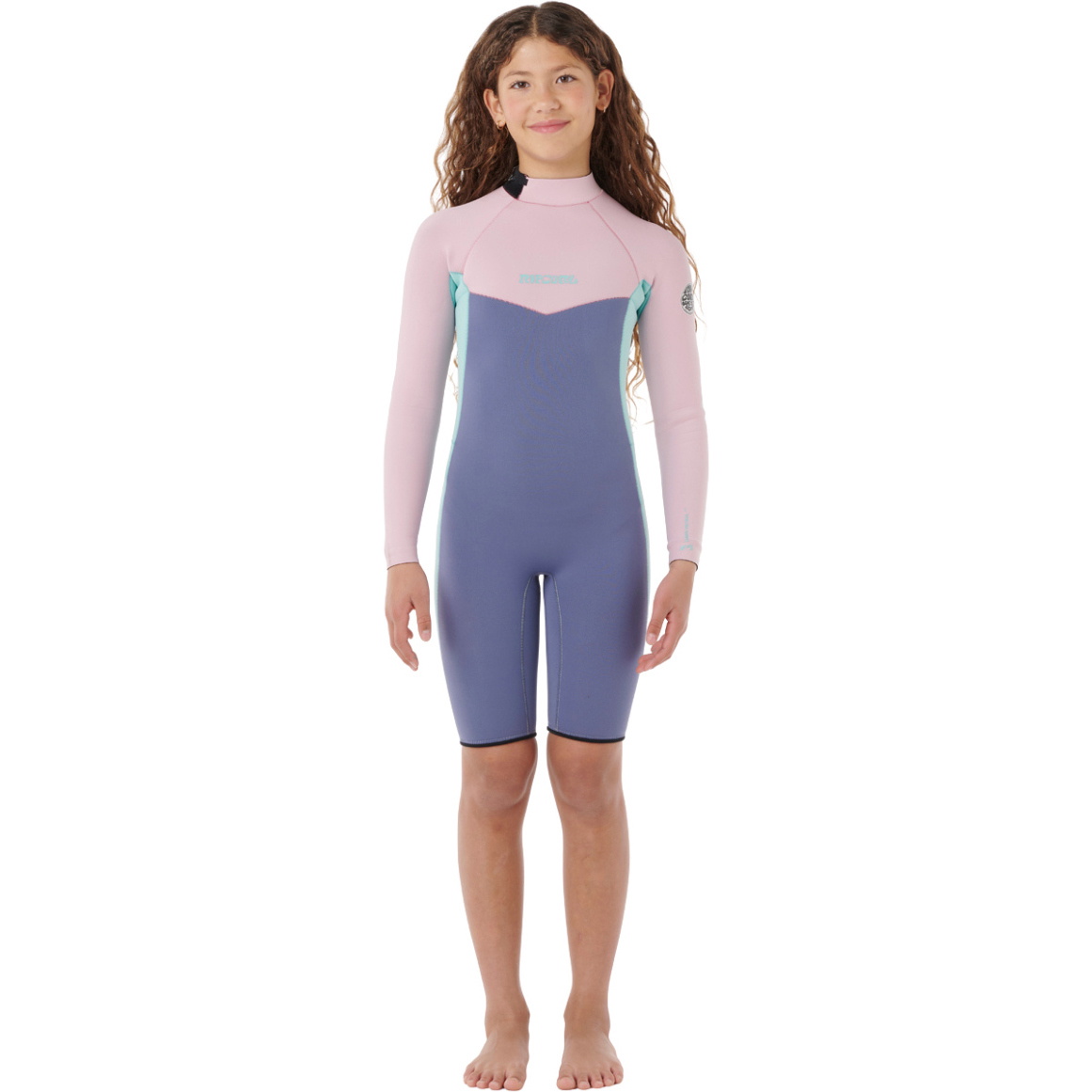 2026 Rip Curl Junior Dawn Patrol 2mm Rückenreißverschluss Langärmel Frühlings-Neoprenanzug 11EBSP - Pink